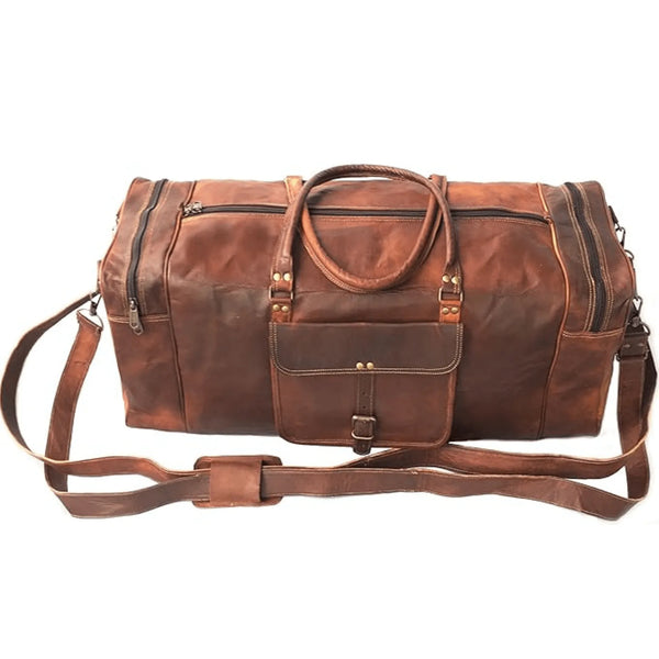 Weekender Leather Travel Bag - High Quality Vintage Brown Leather Bag - www.oliveroutlet.com