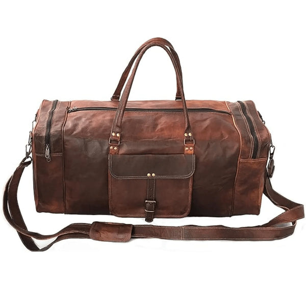 Weekender Leather Travel Bag - High Quality Vintage Brown Leather Bag - www.oliveroutlet.com