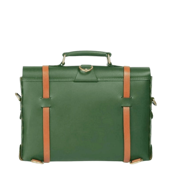 Green Leather Laptop Bag - Leather Travel bag - Backpack - Classic Vintage Look - Leather Messenger Bag - www.oliveroutlet.com