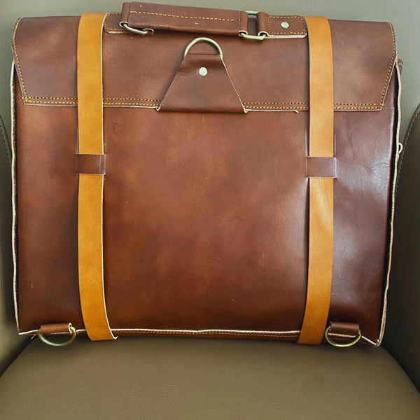 Leather Laptop Bag - 16" Leather Travel bag - Backpack - Classic Vintage Look - Leather Messenger Bag