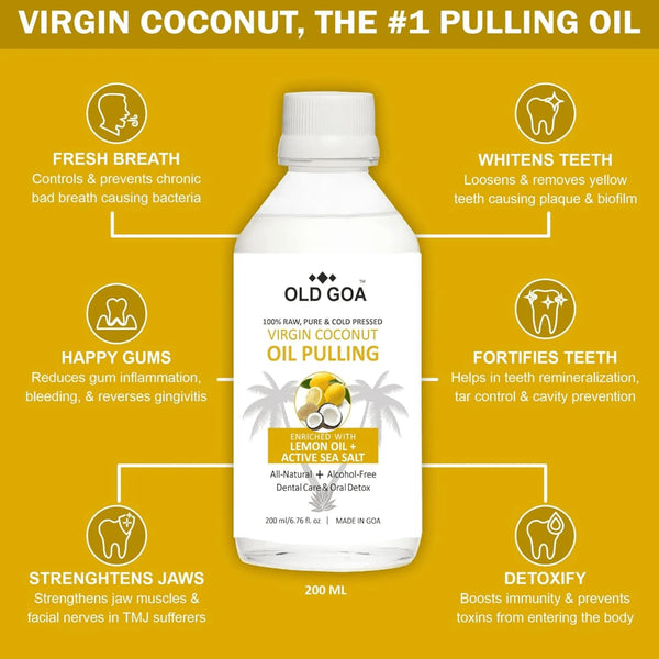 Oil Pulling Oil Mouthwash For Strong Teeth. Oil Pulling For Mouth, Gums And Healthy Teeth - Lemon Oil & Active Sea Oil - 200ml - www.oliveroutlet.com