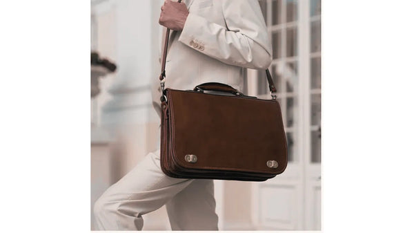 Laptop Bag - Leather Messenger Bag 15 Inch Laptop Bag Briefcase Business Bag Shoulder Bag - Dark Brown