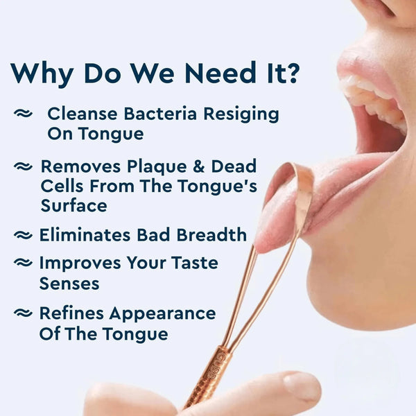 Copper Tongue Cleaner For Kids Adults | For Fresh Breath & Bacteria Removal | Improved Oral Hygiene | Ayurvedic Tongue Scraper For Bad Breath With Loop - www.oliveroutlet.com