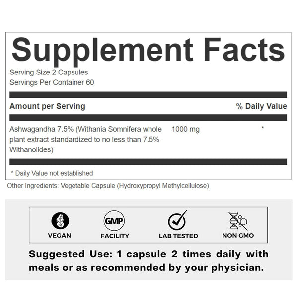 Ashwagandha Capsules - 120 capsules – Full Spectrum Ashwagandha root extract