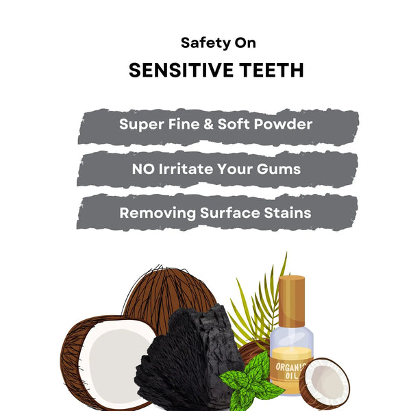 Organic Teeth Whitening Powder - Enamel Safe Teeth Whitening, Freshens Breath - Suitable For All Type Teeth - 50 gm