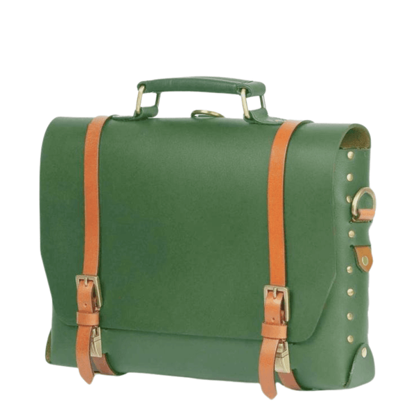 Green Leather Laptop Bag - Leather Travel bag - Backpack - Classic Vintage Look - Leather Messenger Bag - www.oliveroutlet.com