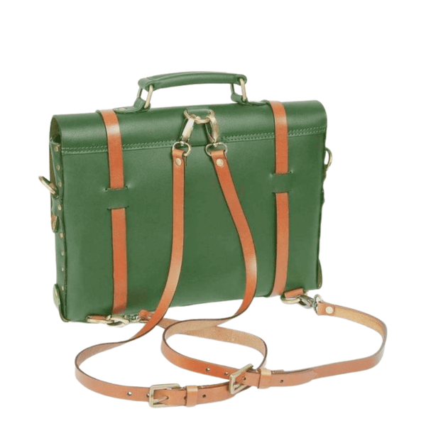 Green Leather Laptop Bag - Leather Travel bag - Backpack - Classic Vintage Look - Leather Messenger Bag - www.oliveroutlet.com