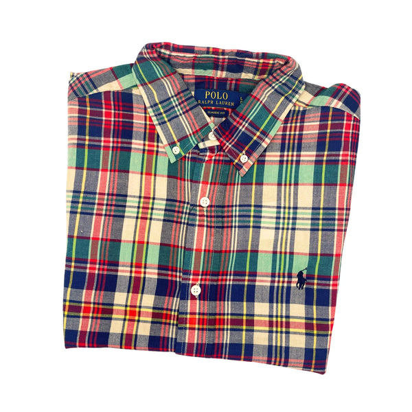 Ralph Lauren Classic Fit Multi Colour Check Shirt - Checked Cotton Shirt - Size L