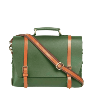 Green Leather Laptop Bag - Leather Travel bag - Backpack - Classic Vintage Look - Leather Messenger Bag - www.oliveroutlet.com