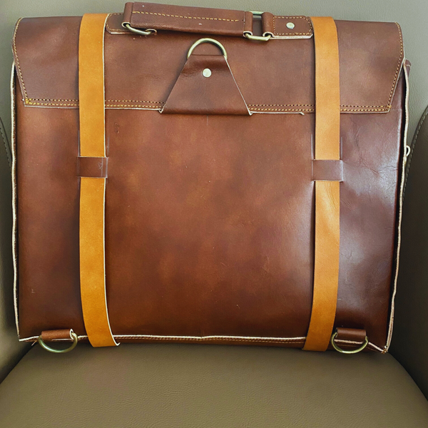 Leather Laptop Bag - 16" Leather Travel bag - Backpack - Classic Vintage Look - Leather Messenger Bag