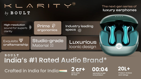 Premium earbuds with Luxurious hourglass design, Dual Device pairing, 80Hrs Battery life and fastest charging