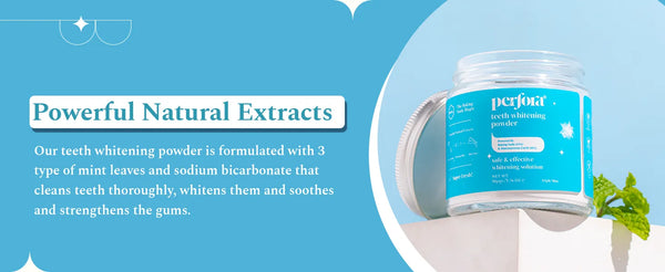 Teeth Whitening Powder - 50g | Enamel Safe Oral Care For Effective Teeth Whitener Solution | Stain Removal & Triple Mint Formula For Long Lasting Freshness | Formulated With Baking Soda